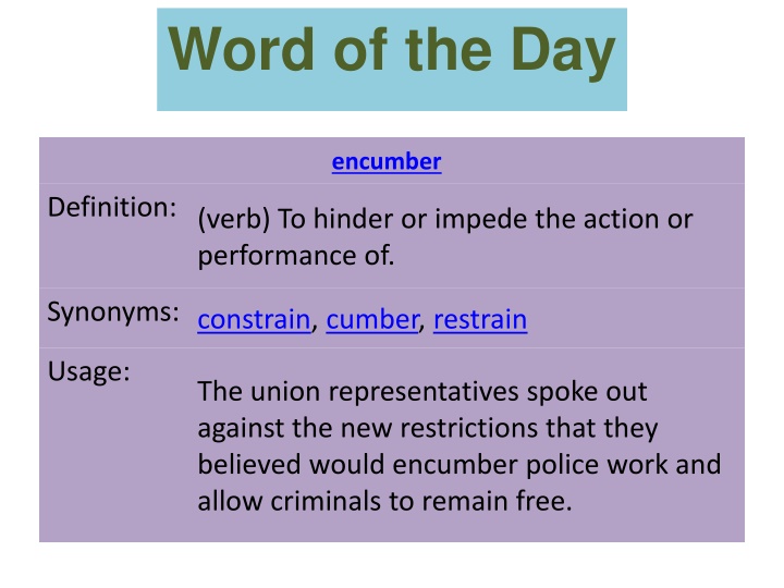 Word of the Day and Essential Questions