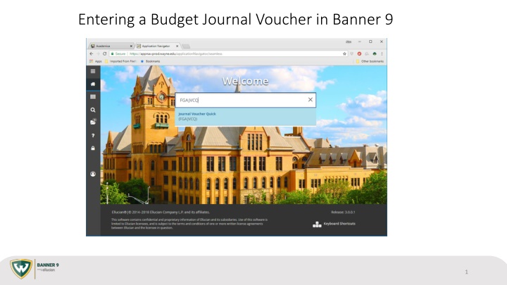 Entering a Budget Journal Voucher in Banner 9.1