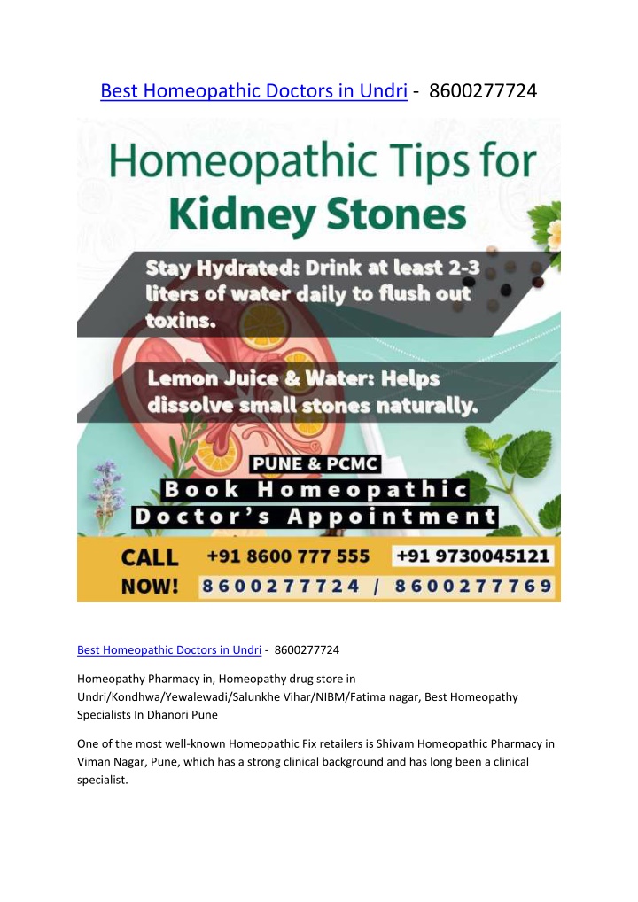 best homeopathic doctors in undri 8600277724 n.w