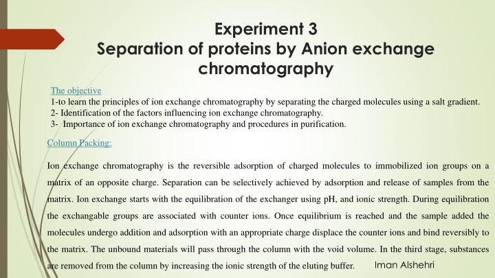 Protein Separation by Anion Exchange Chromatography