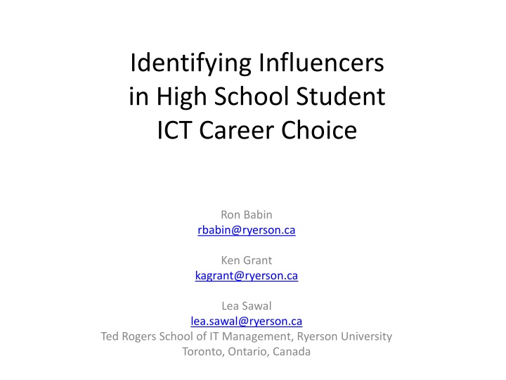 Influencers in High School ICT Career Choice