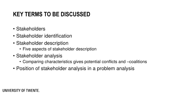 Key Terms in Stakeholder Analysis
