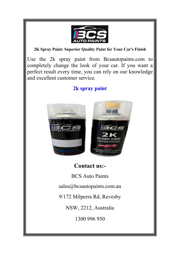 2k spray paint superior quality paint for your n.w