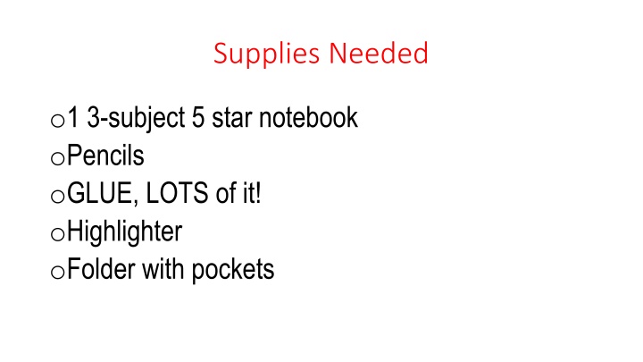 School Supplies and Classroom Rules