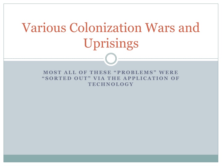 Colonization Wars and Uprisings: Resolved Through Technology