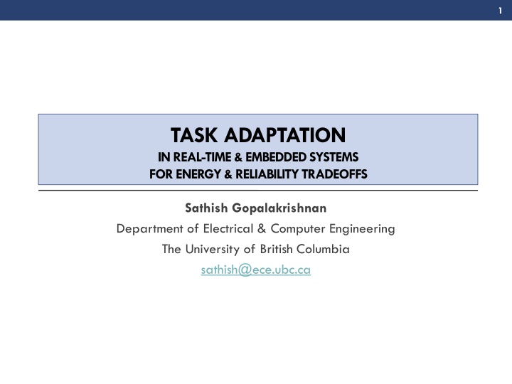 Task Adaptation in Real-Time Embedded Systems