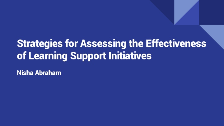 Strategies for Assessing Learning Support Initiatives