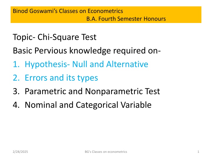 Hypothesis Testing in Econometrics