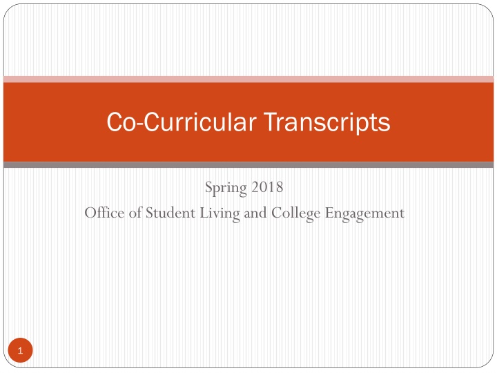 Co-Curricular Transcript Overview Spring 2018