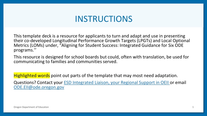 Longitudinal Performance Growth Targets Presentation