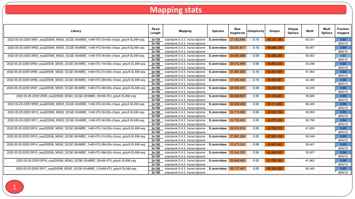 Mapping Stats and Complexity Analysis of SLAM-seq Data