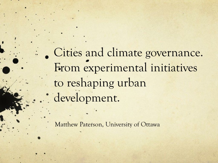 Cities and Climate Governance: Reshaping Urban Development