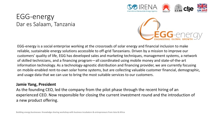 EGG-energy in Tanzania: Sustainable Solar Solutions