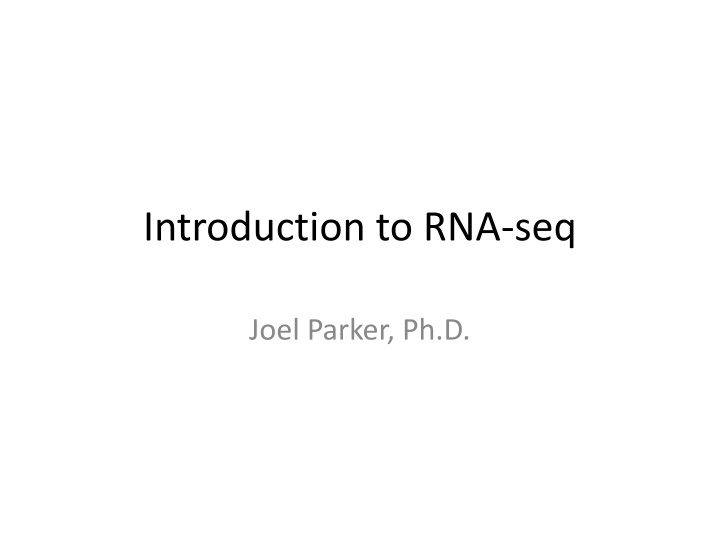 Introduction to RNA-seq