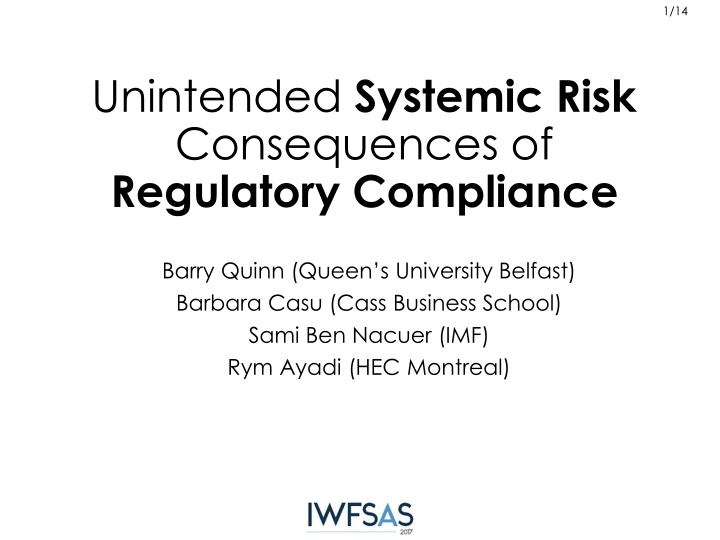 Unintended Systemic Risk Consequences of Regulatory Compliance Study