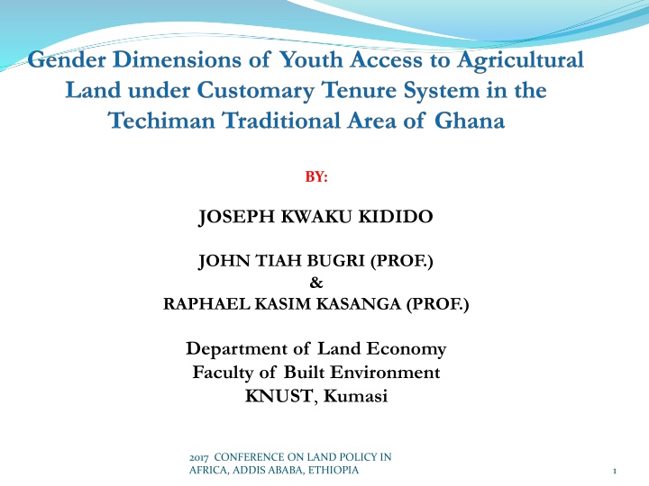 Youth Access to Agricultural Land in Techiman Area: A Study on Ghana's Land Policy