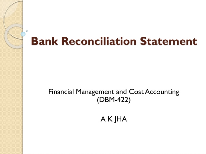 Bank Reconciliation Statement in Financial Management
