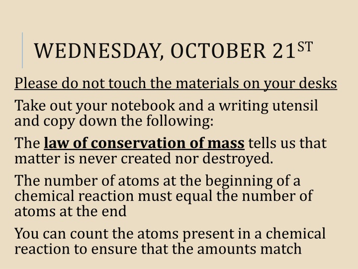 Chemical Equations and Conservation of Mass