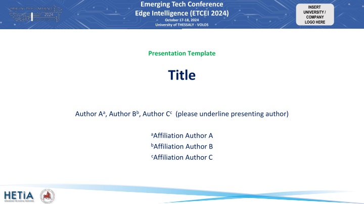 Emerging Tech Conference Edge Intelligence (ETCEI 2024) Presentation