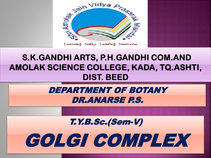 Structure and Function of the Golgi Complex