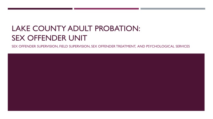 Lake County Adult Probation: Sex Offender Unit Services