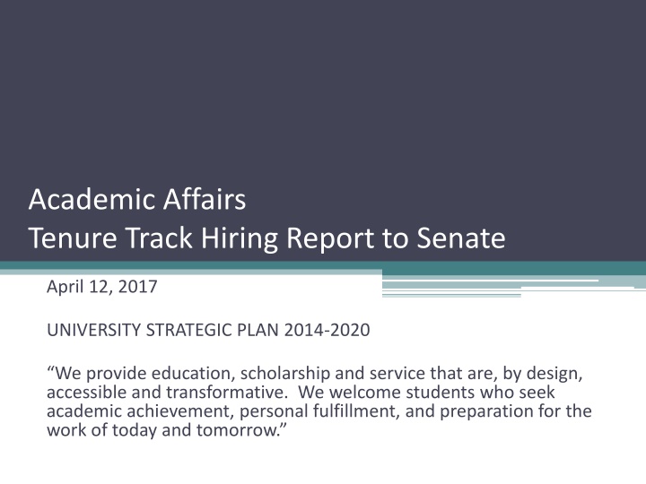University Tenure Track Hiring Report
