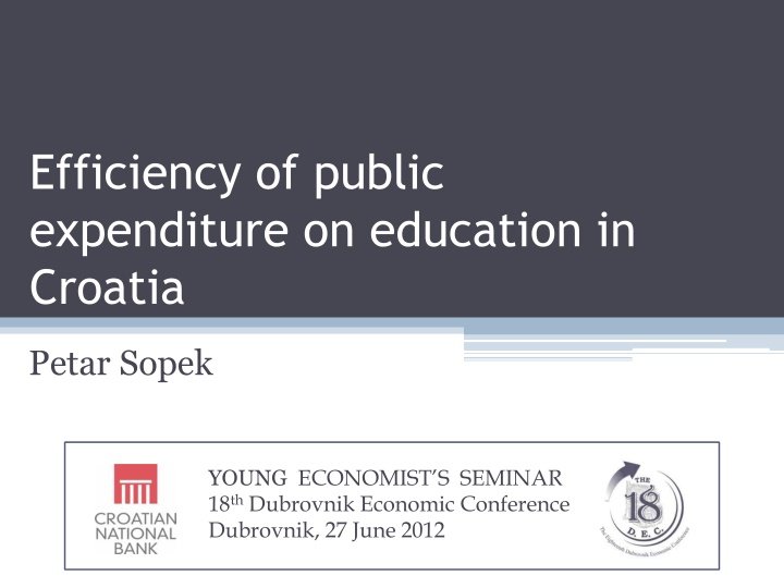 Efficiency of Public Expenditure on Education in Croatia