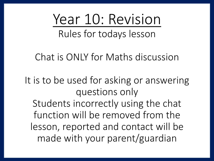 Year 10 Maths Revision Rules and Questions