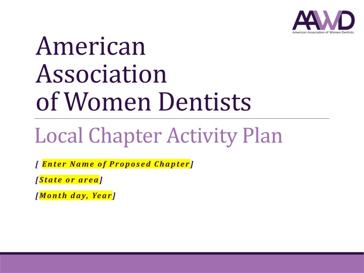 AAWD Local Chapter Activity Plan