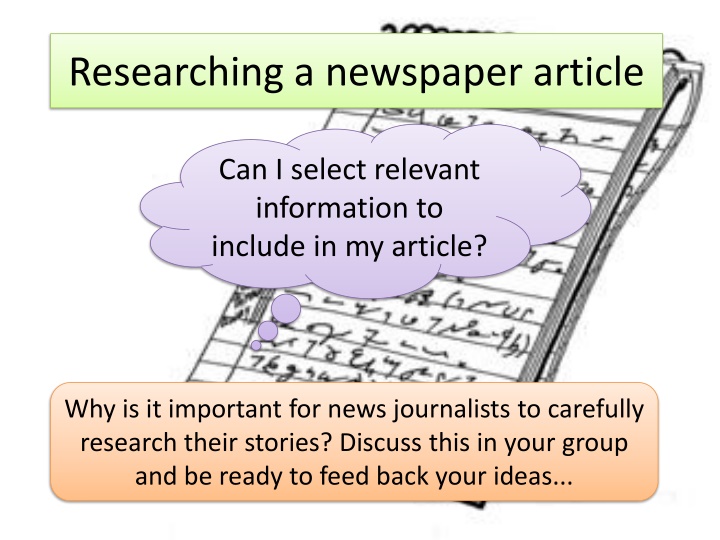 Researching a newspaper article