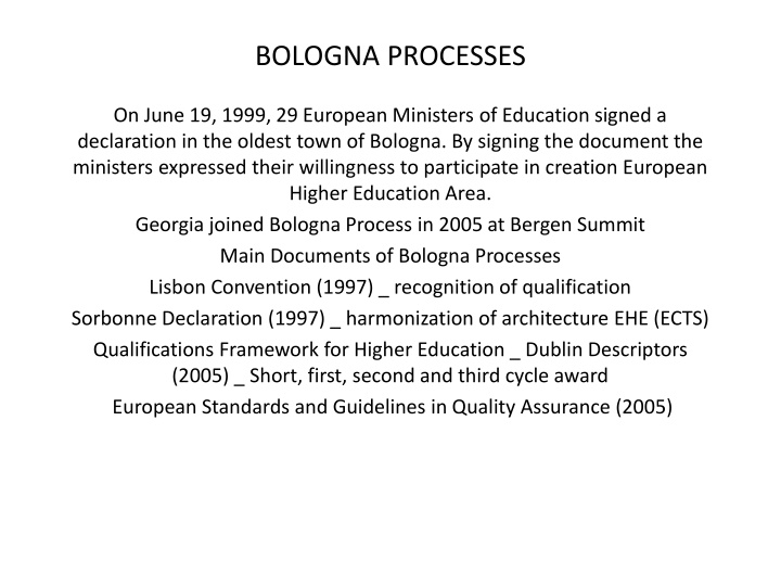 BOLOGNA PROCESSES