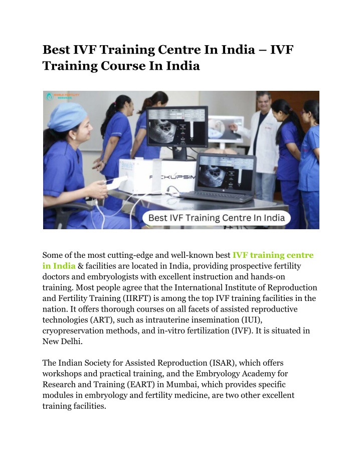 best ivf training centre in india ivf training n.w