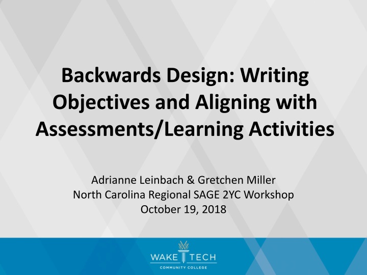 Backwards Design for Learning Outcomes