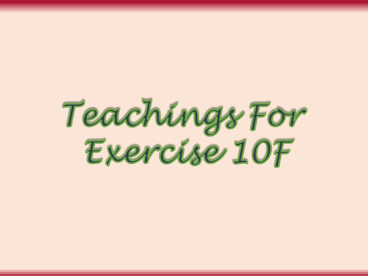Teachings For Exercise - 10F