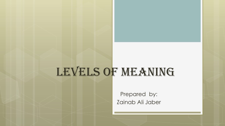 Levels of Meaning Explored by Zainab Ali Jaber