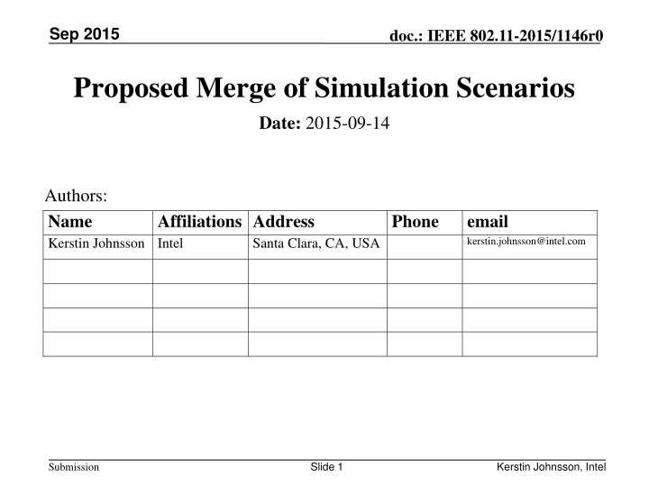 Proposed Merge of Simulation Scenarios