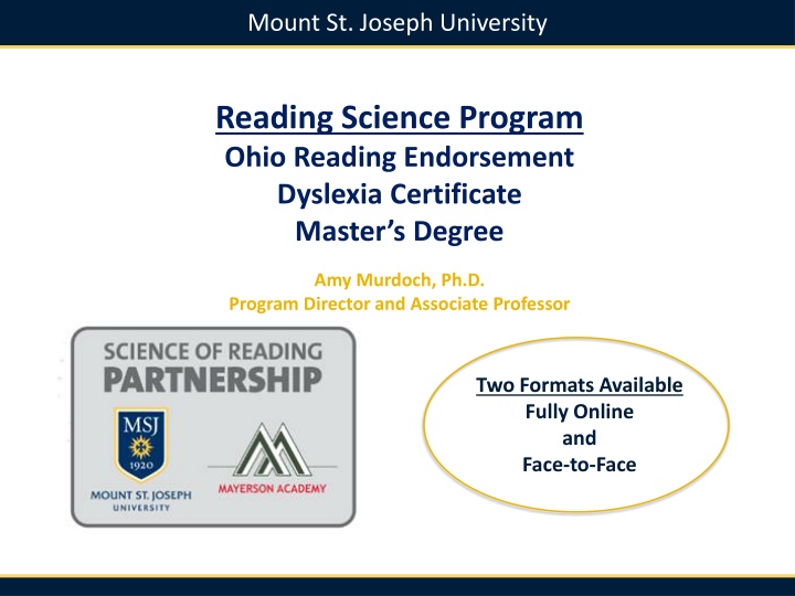 Mount St. Joseph University Reading Program Overview