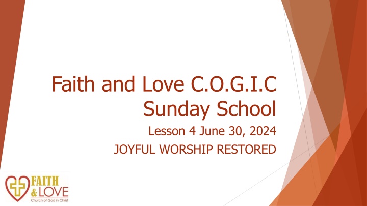 Joyful Worship Restored - Sunday School Lessons