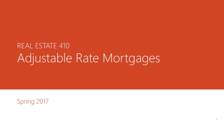 Adjustable Rate Mortgages Overview