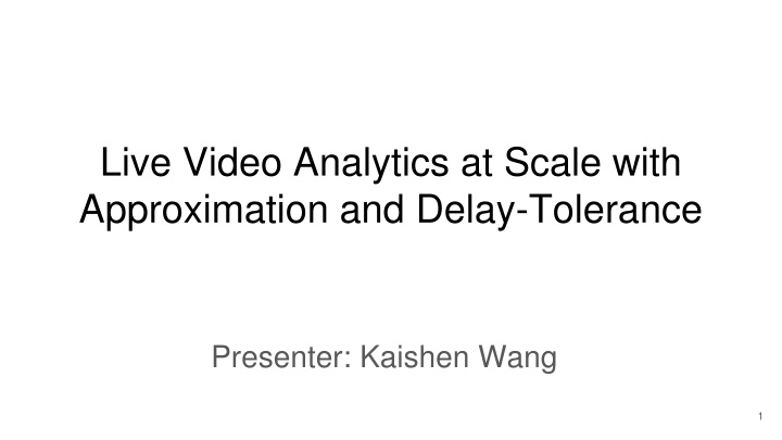 Live Video Analytics at Scale: Resource Management and Quality Optimization