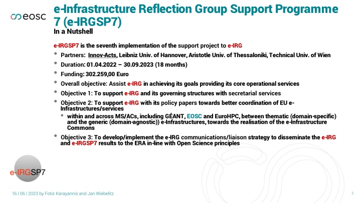 Overview of e-IRGSP7 Programme Supporting European e-Infrastructures