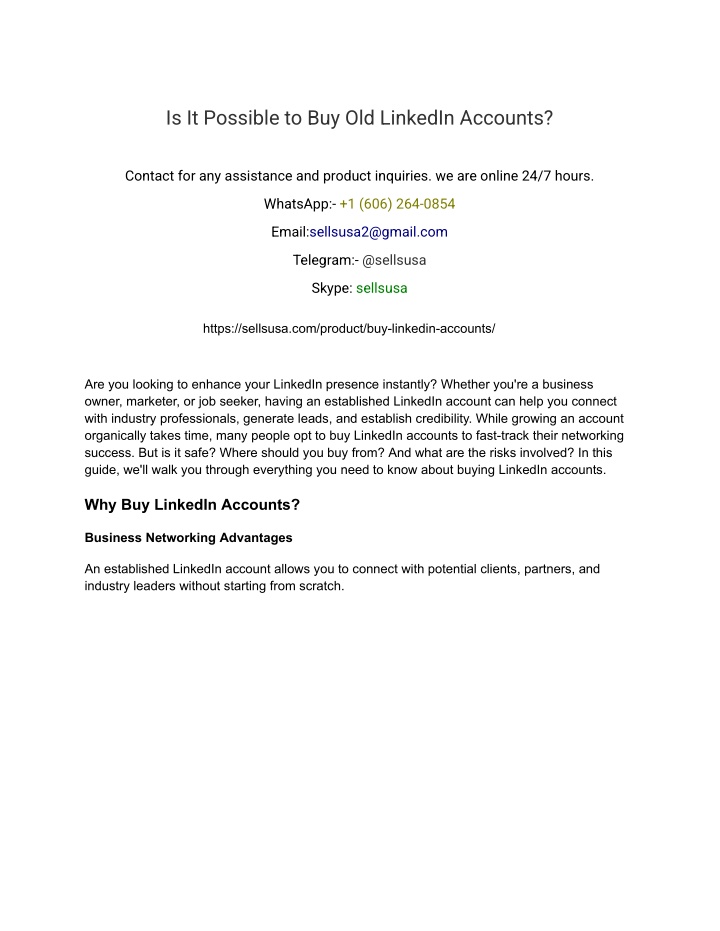 is it possible to buy old linkedin accounts n.w