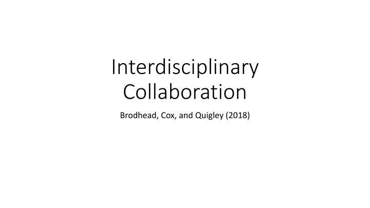 Interdisciplinary