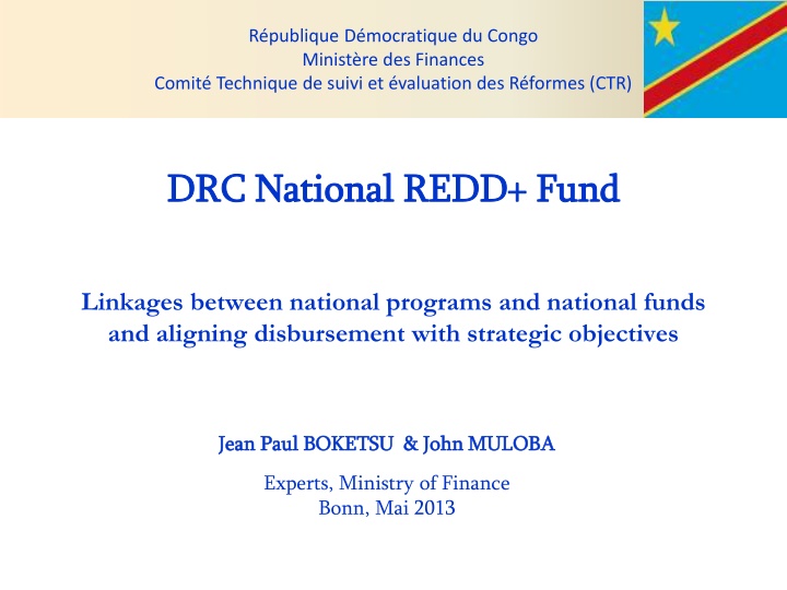DRC National REDD+ Fund & Investment Plan Overview