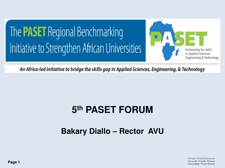 Overview of PASET Benchmarking Initiative