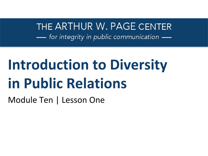 Introduction to Diversity in PR: Origins, Dimensions & Ethics