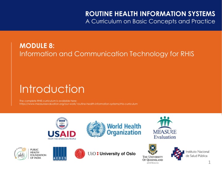 Basic Concepts and Practice of Information and Communication Technology for RHIS