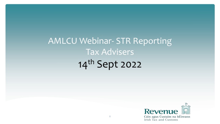 AMLCU Webinar - STR Reporting for Tax Advisers
