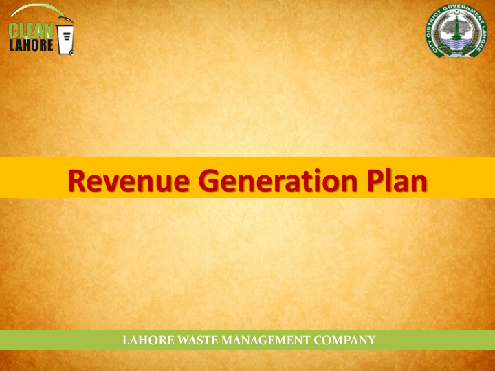 Revenue Generation Plan for Lahore Waste Management Company
