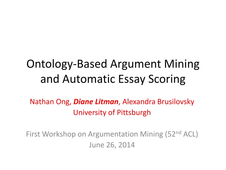 Ontology-Based Argument Mining and Automatic Essay Scoring